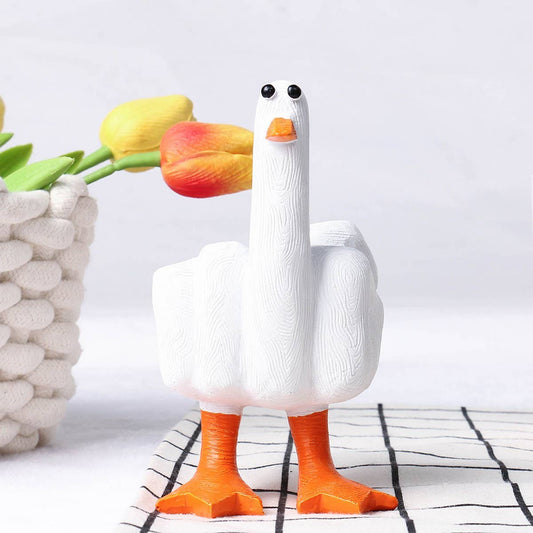 Creative Middle Finger Duck Resin Garden Decor_CWMM9903