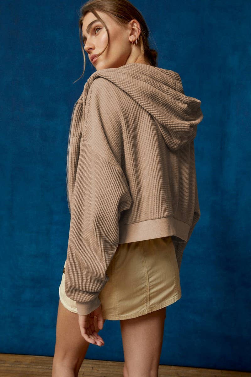 CWOCO1265_AUTUMN CASUAL SLIM HOODED ZIP-UP CARDIGAN JACKET