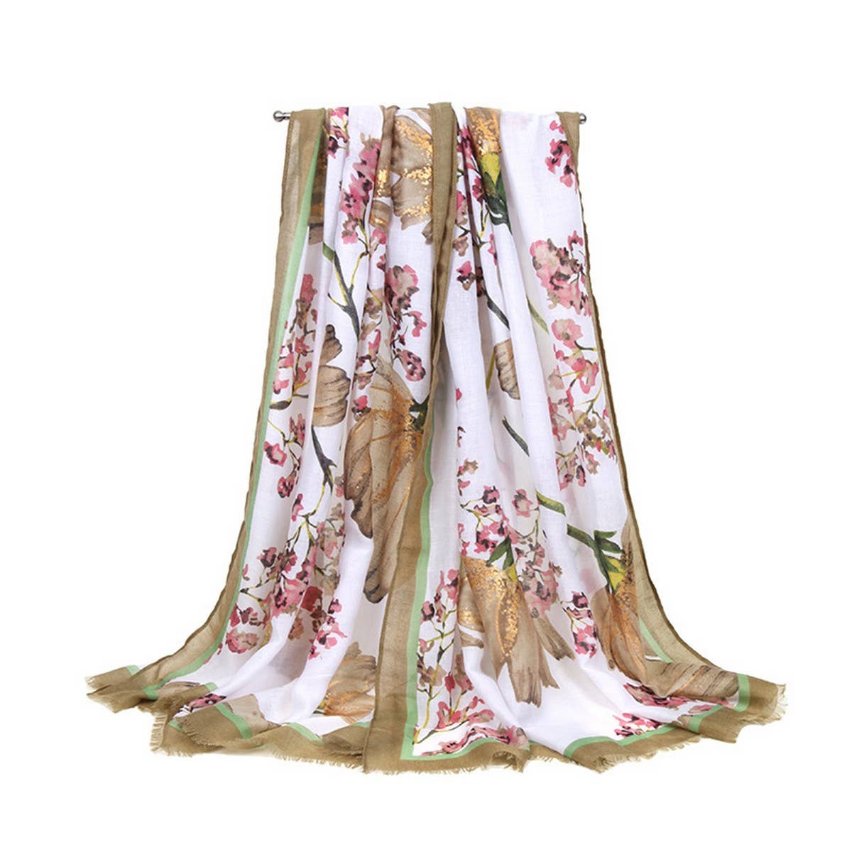 Satin Gold-Trimmed Scarf for Women ? Shawl