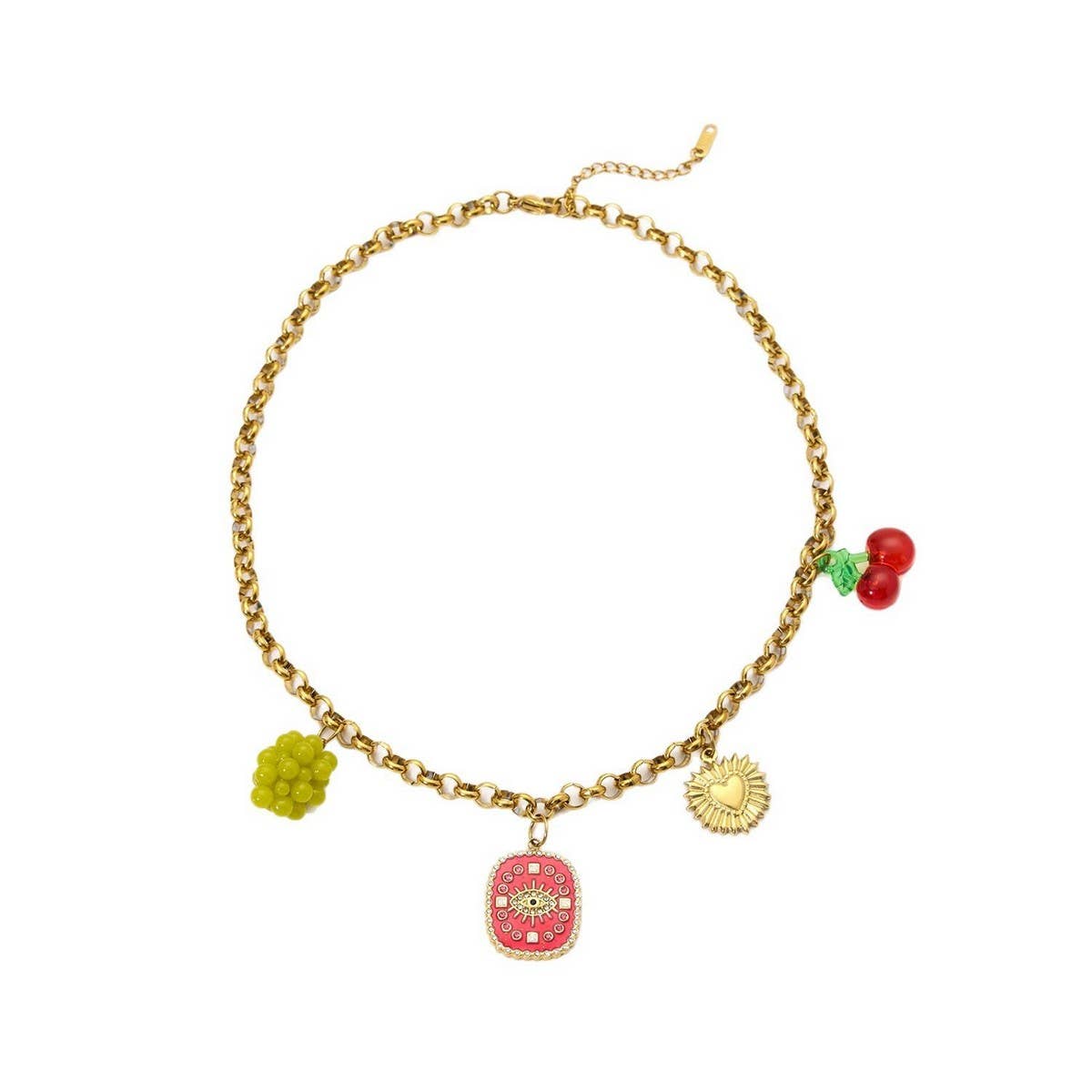 Trendy Titanium Steel Necklace with Fruit Charms