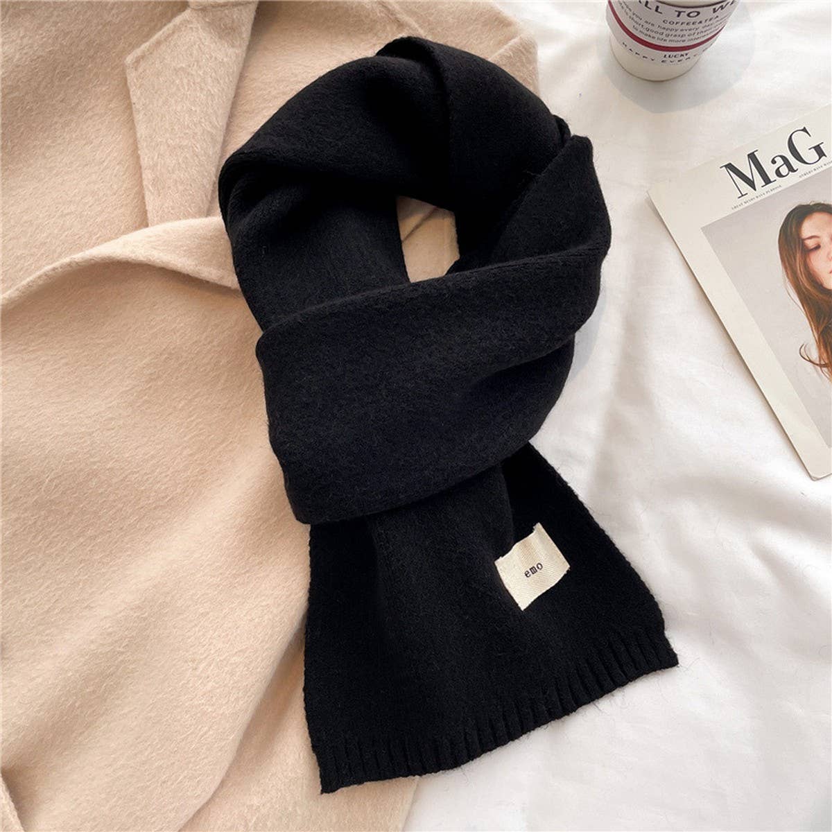 Solid Knit Scarf - Candy Color Wrap for Students_CWASC0975