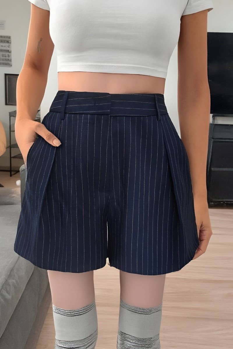 CWBSP0602_STRIPED DOUBLE-POCKET WOVEN SHORTS