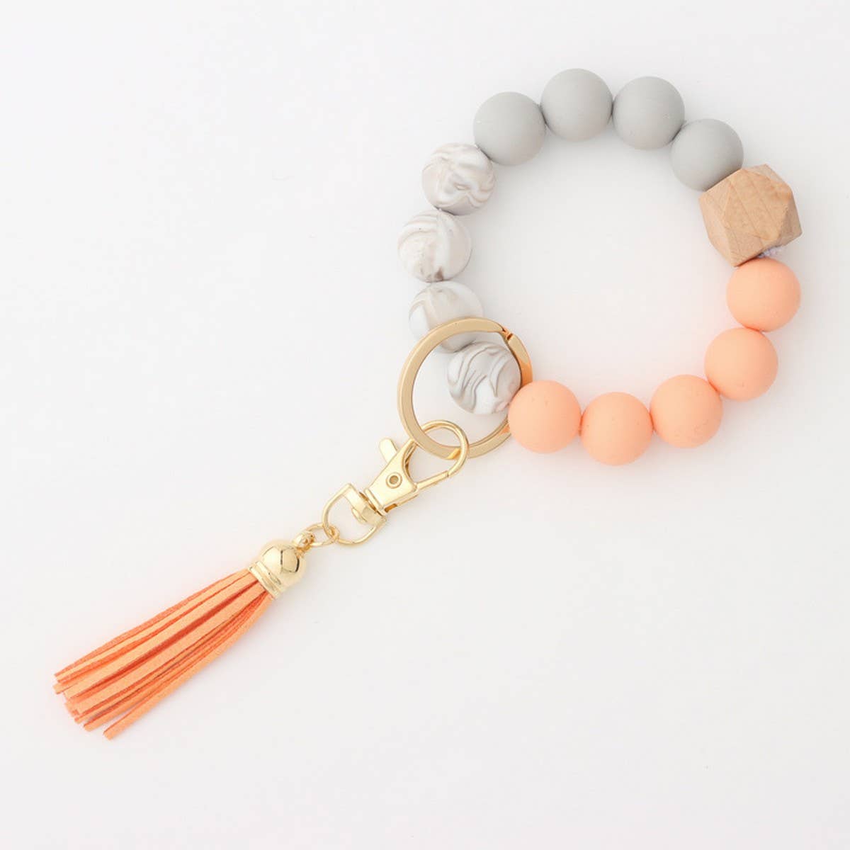 Tassel Bead Keychain Bracelet with Silicone Beads