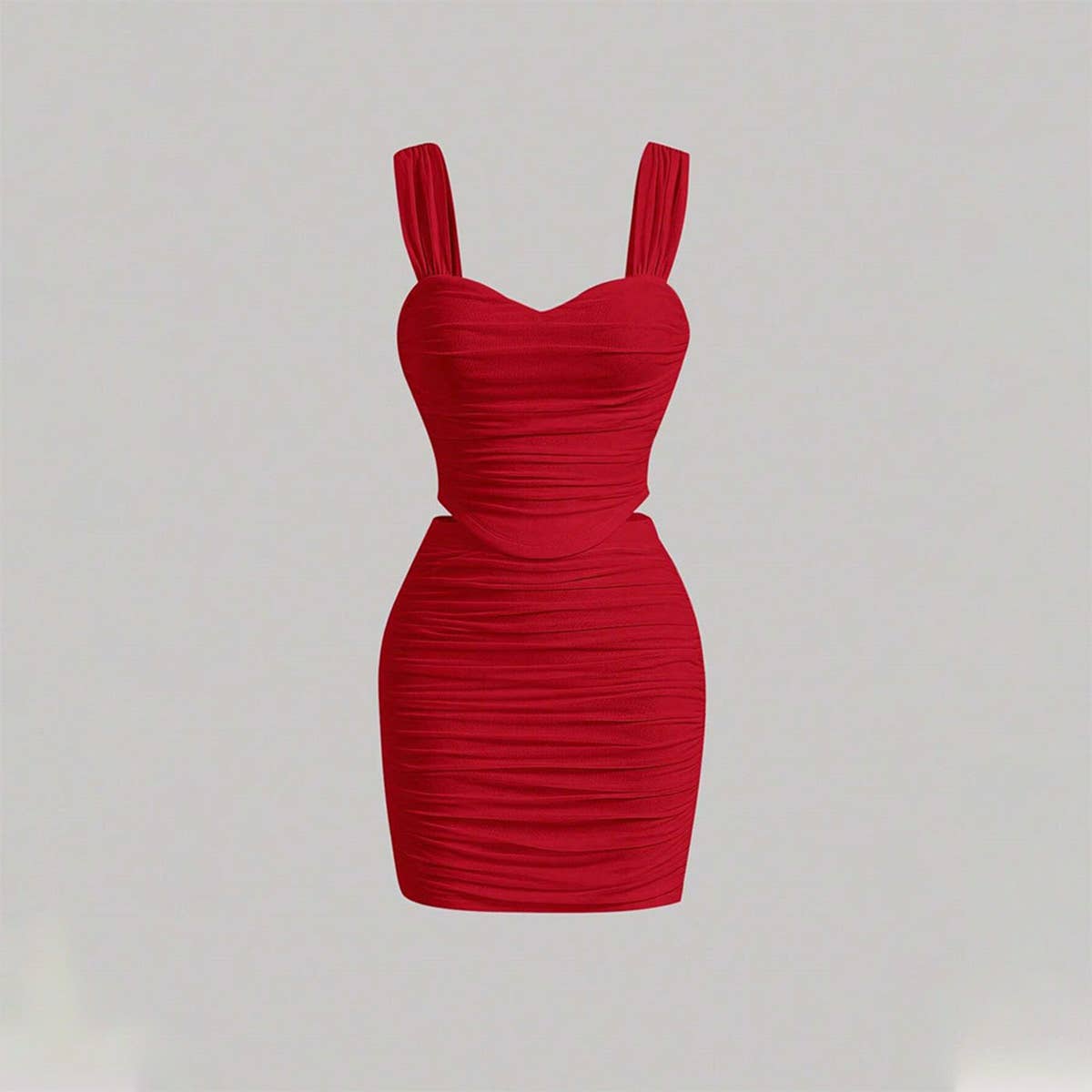 Pleated slim-fit halter top skirt two-piece set