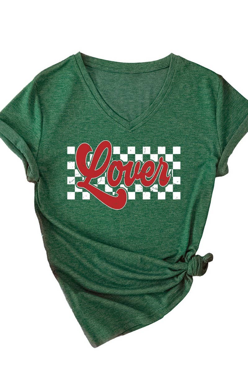 TEMPERAMENT TRACK PRINTED V NECK T SHIRT_CWTTS0712