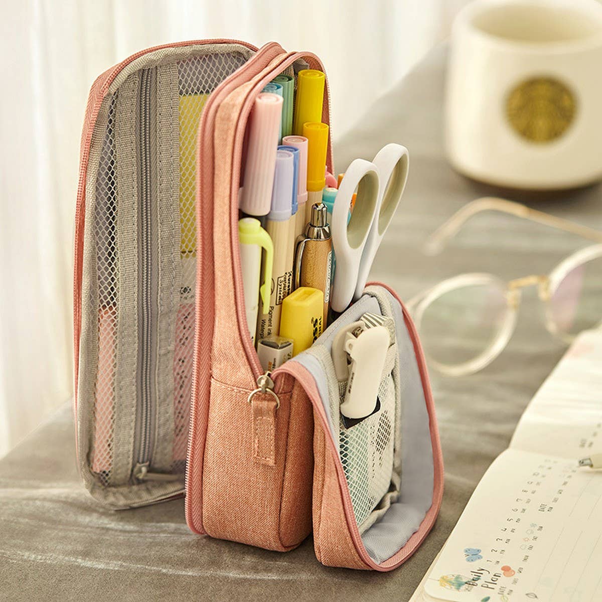 CREATIVE DOUBLE-LAYER FOLDING PENCIL CASE
