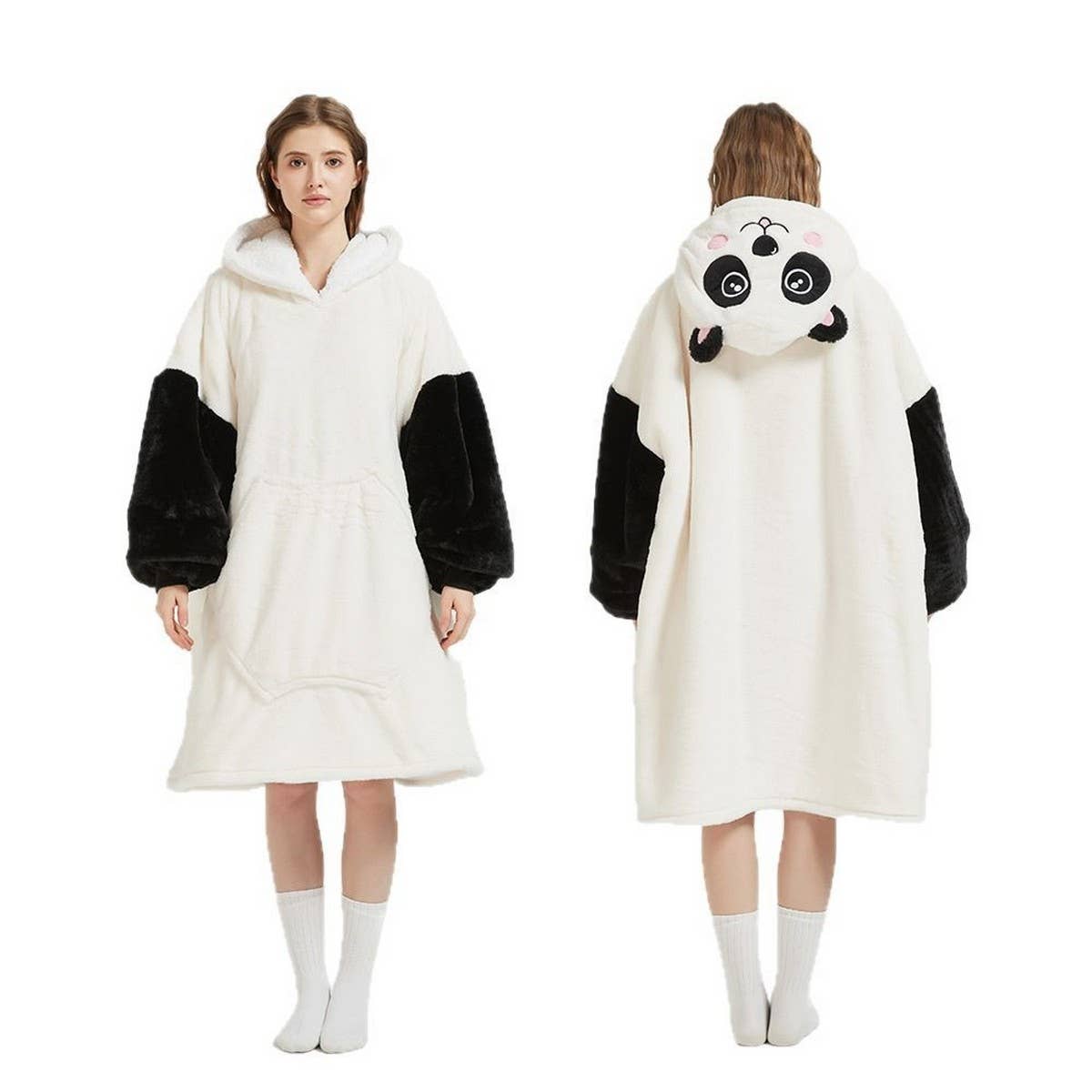 Couple¡¯s Panda Cartoon Long Sleeve Hoodie Pajamas