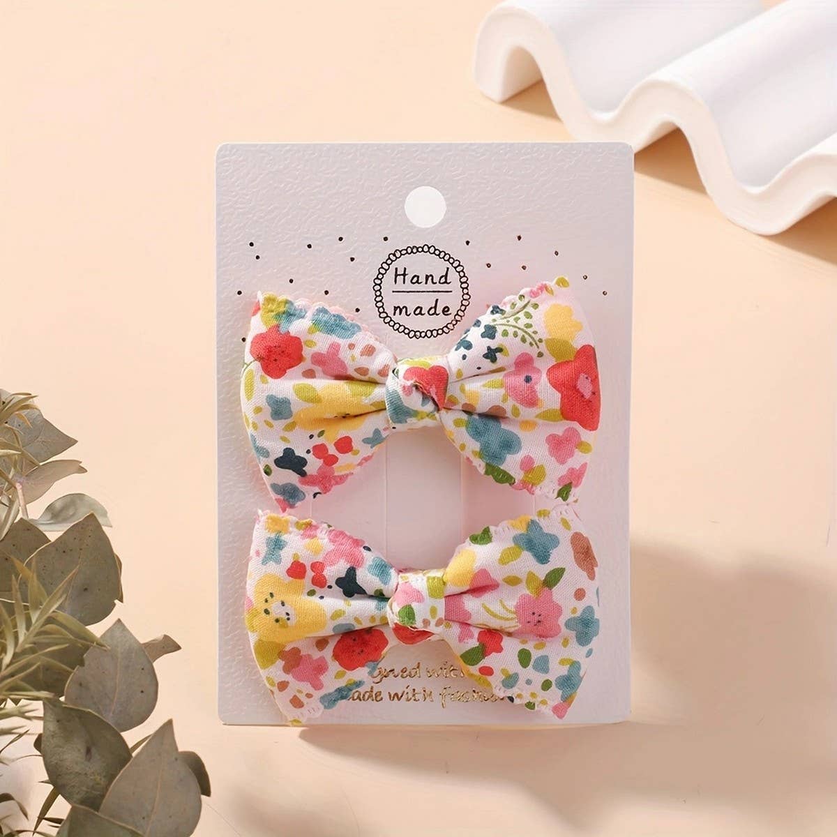 Baby Pink Plaid Lace Bow Hair Clip Set_CWAHA6705