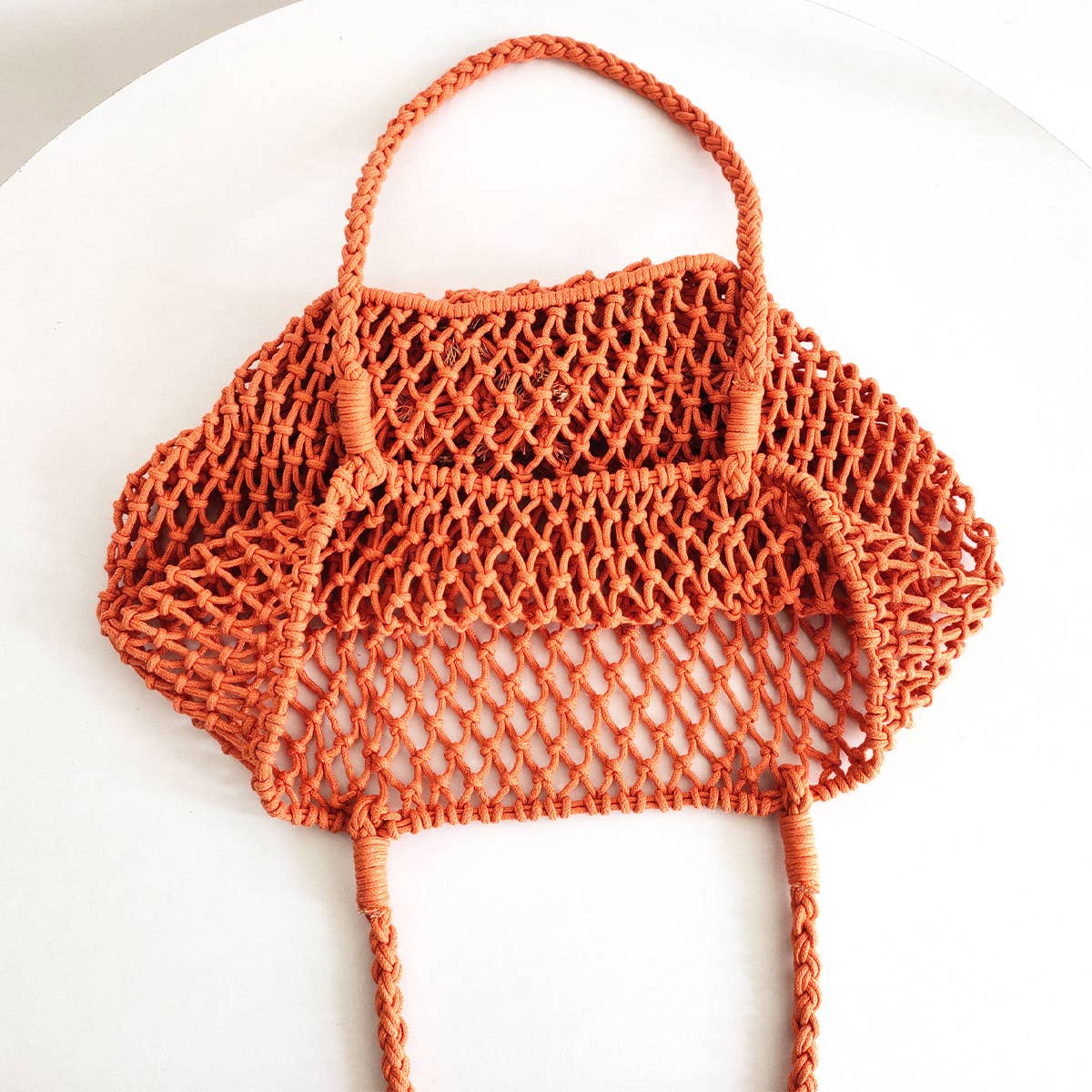 Woven Cotton Shoulder Beach Bag, Hollow Design_CWAB0809