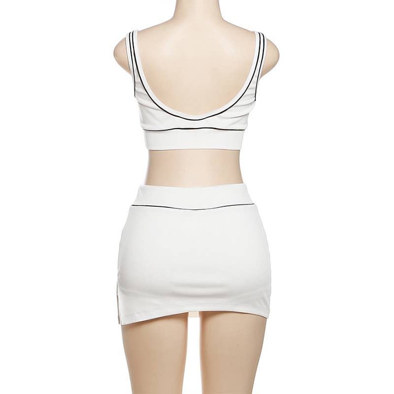 Sexy Crop Tank and Bodycon Skirt Sports Set