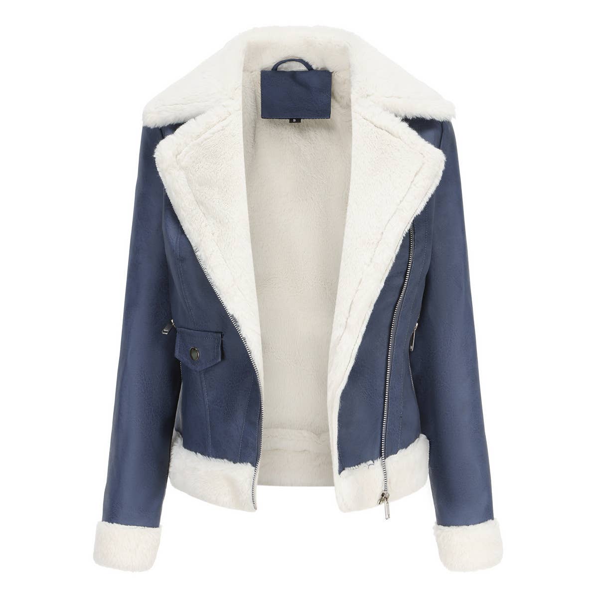 WARM LONG SLEEVE LAPEL AND FLEECE COAT