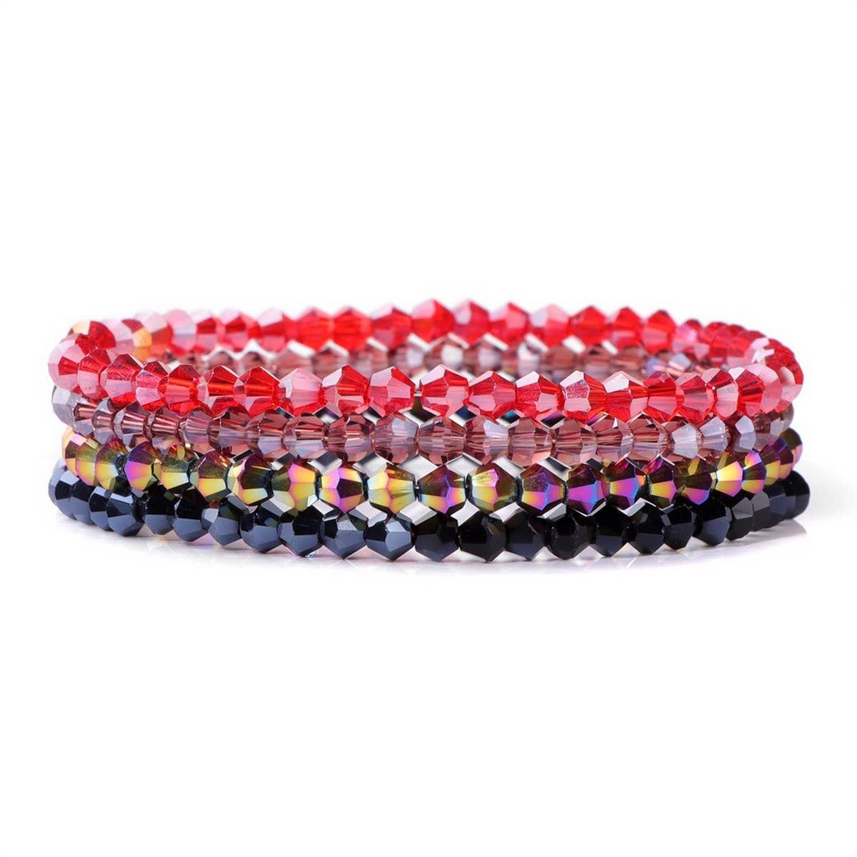 CWAJE4230_ARTIFICIAL CRYSTAL ELASTIC BRACELET SET OF FOUR