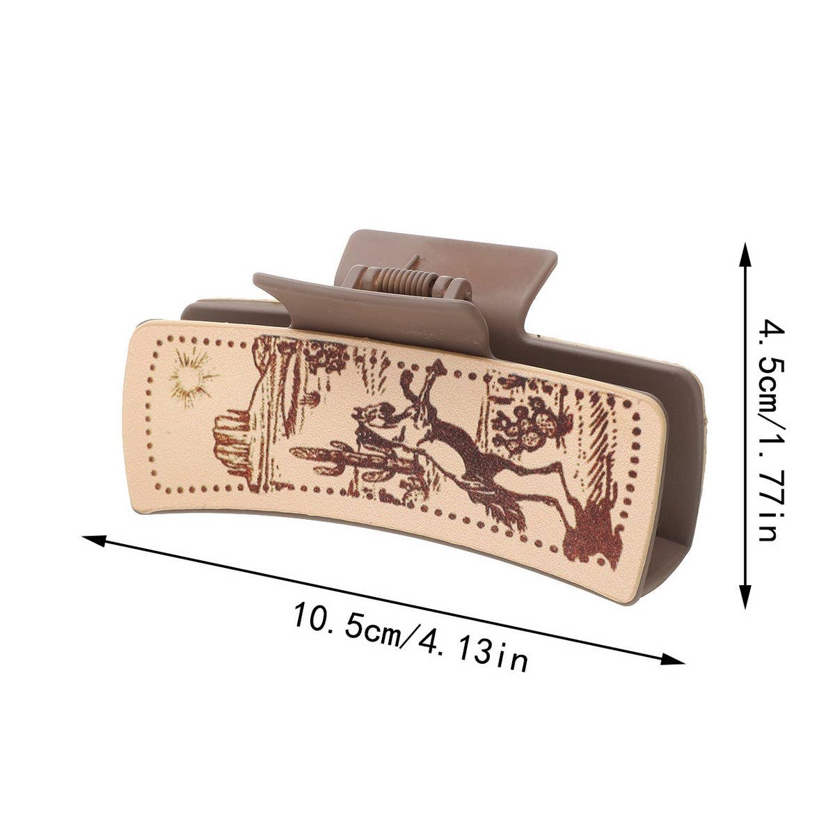 Cactus Print Leather Hair Claw Clip, Western Style_CWAHA0606