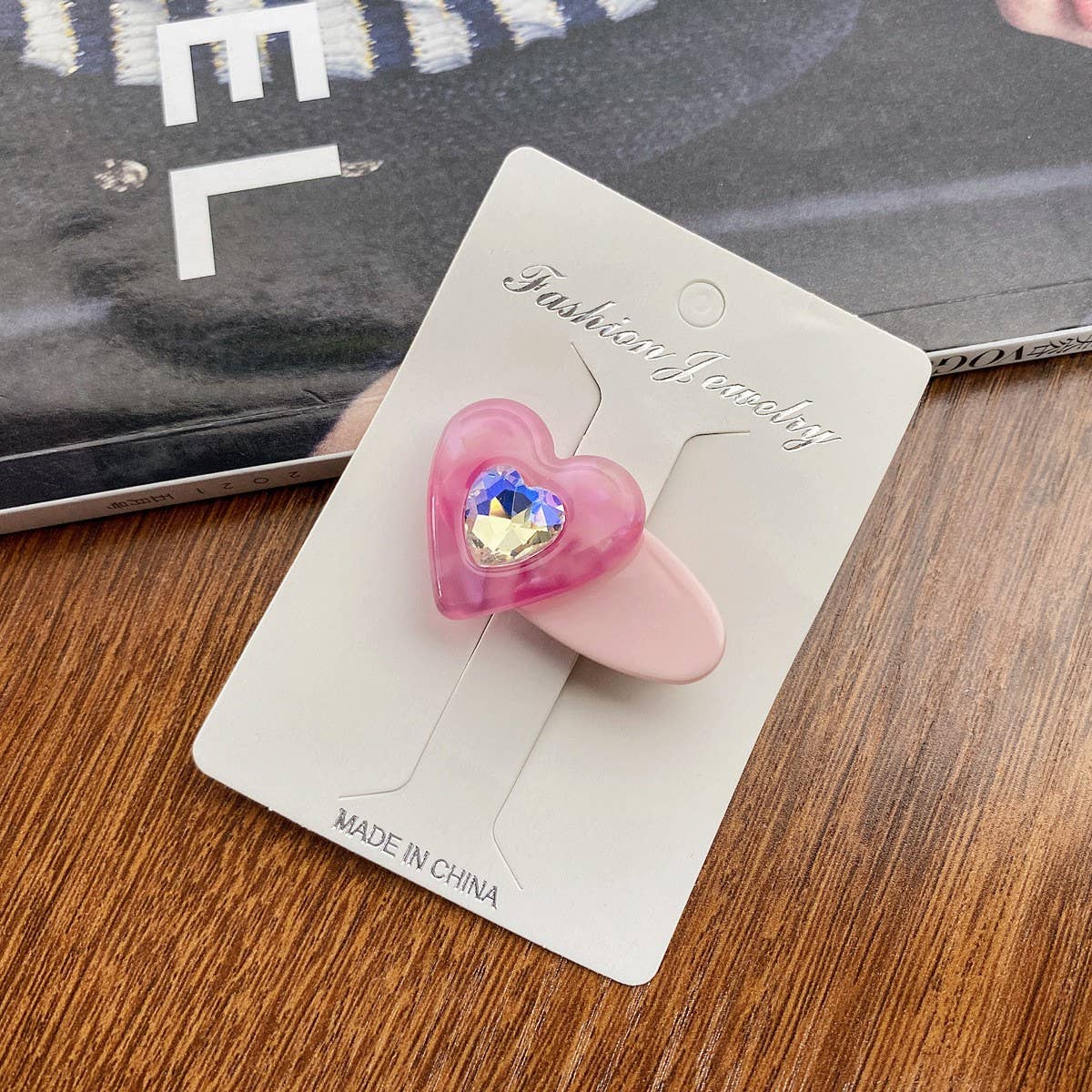 Children's cute heart-shaped diamond hairpin_CWAHA0730