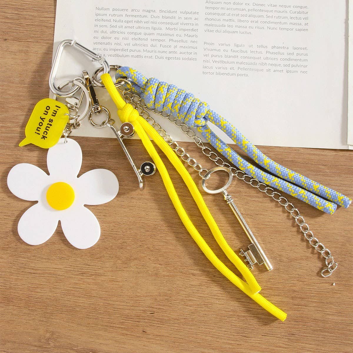 Mini Skateboard Keychain with Daisy & Letter Charm