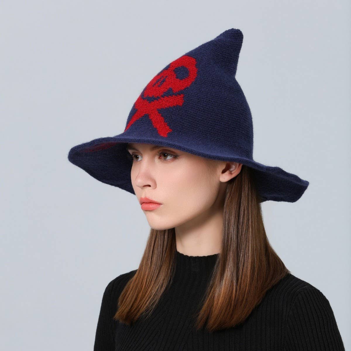 CWAH1681_Halloween Skull Knitted Wizard Hat