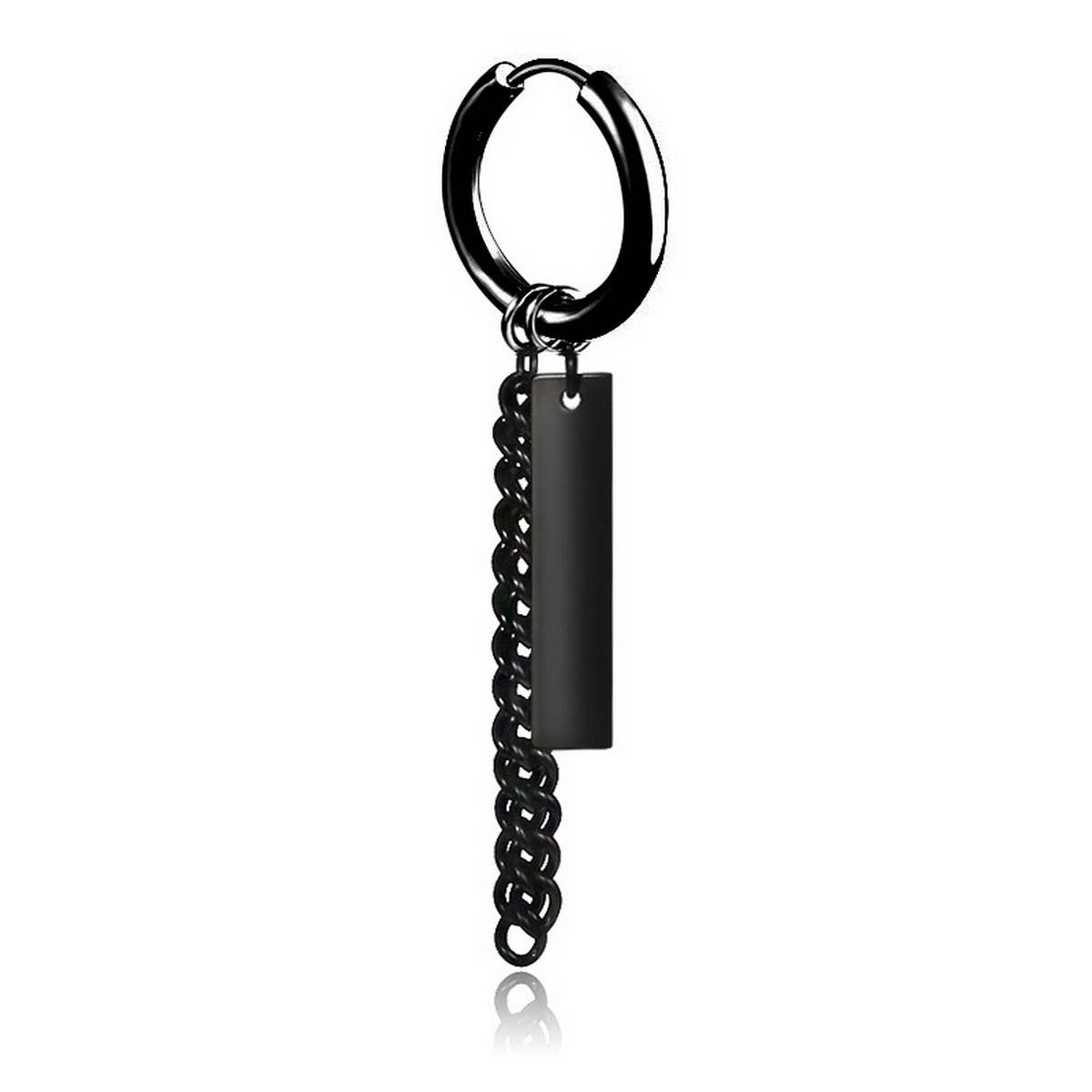 NEW FEATHER SINGLE BLACK CHAIN EARRING