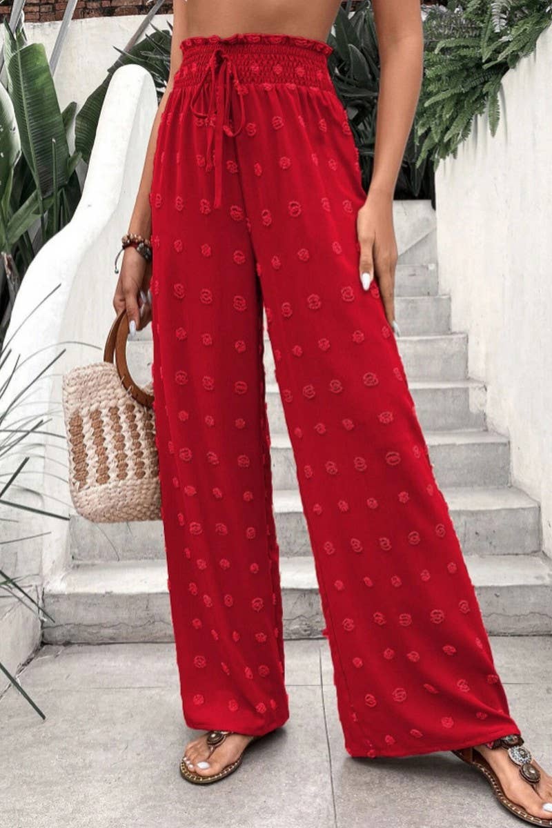 CWBLP0686_HIGH WAIST JACQUARD WIDE LEG CASUAL LONG PANTS
