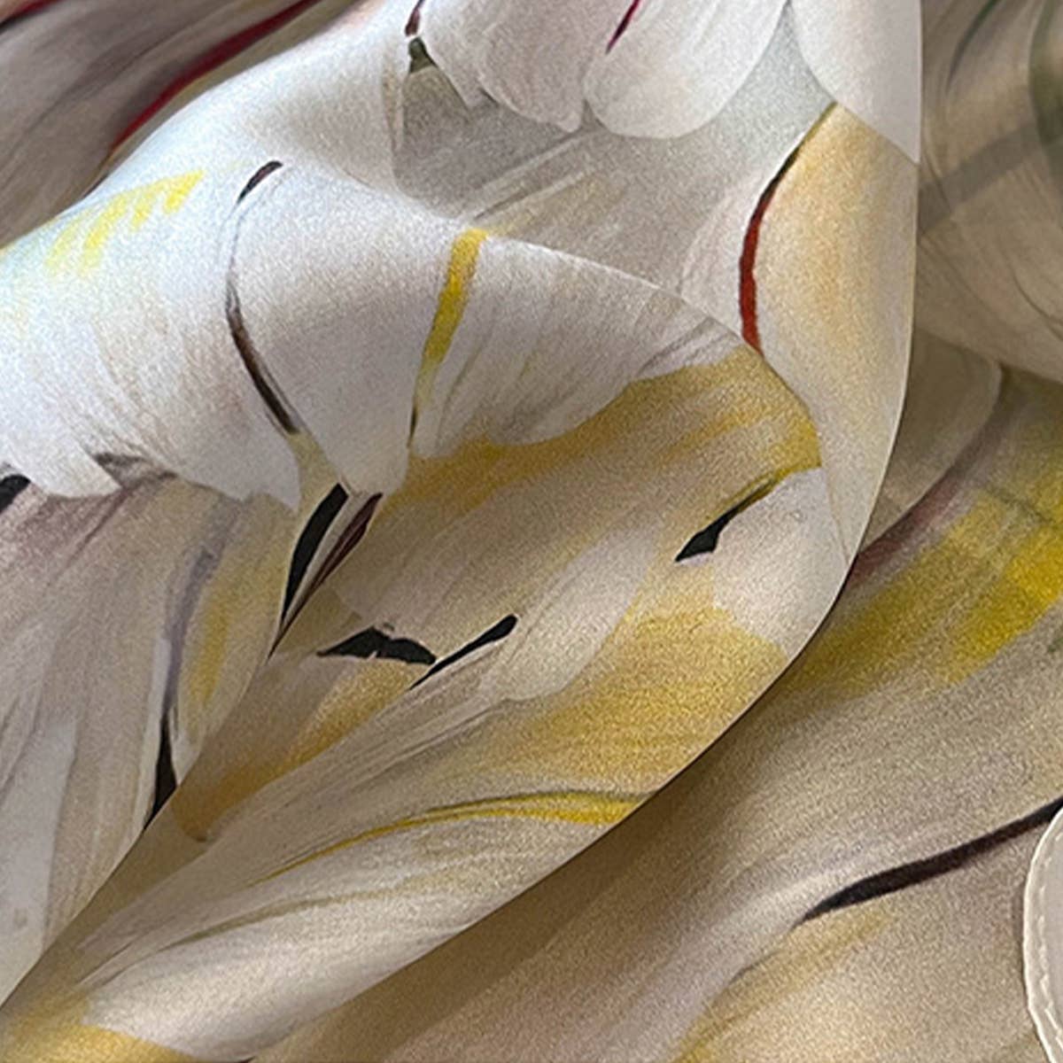 100% Silk Camellia Print Twill Scarf for Women_CWASC0539