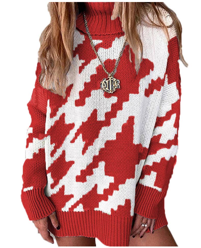 Patchwork Color Turtleneck Sweater