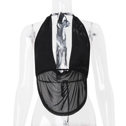 Sexy off-shoulder halter hollow backless top