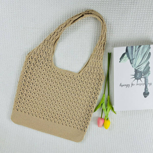 CWAB5065_KNITTED OPENWORK WOVEN SHOULDER BAG