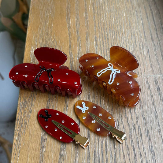 CWAHA4517_SEAMLESS DIAMOND DROP OIL BOW HAIR CLIP