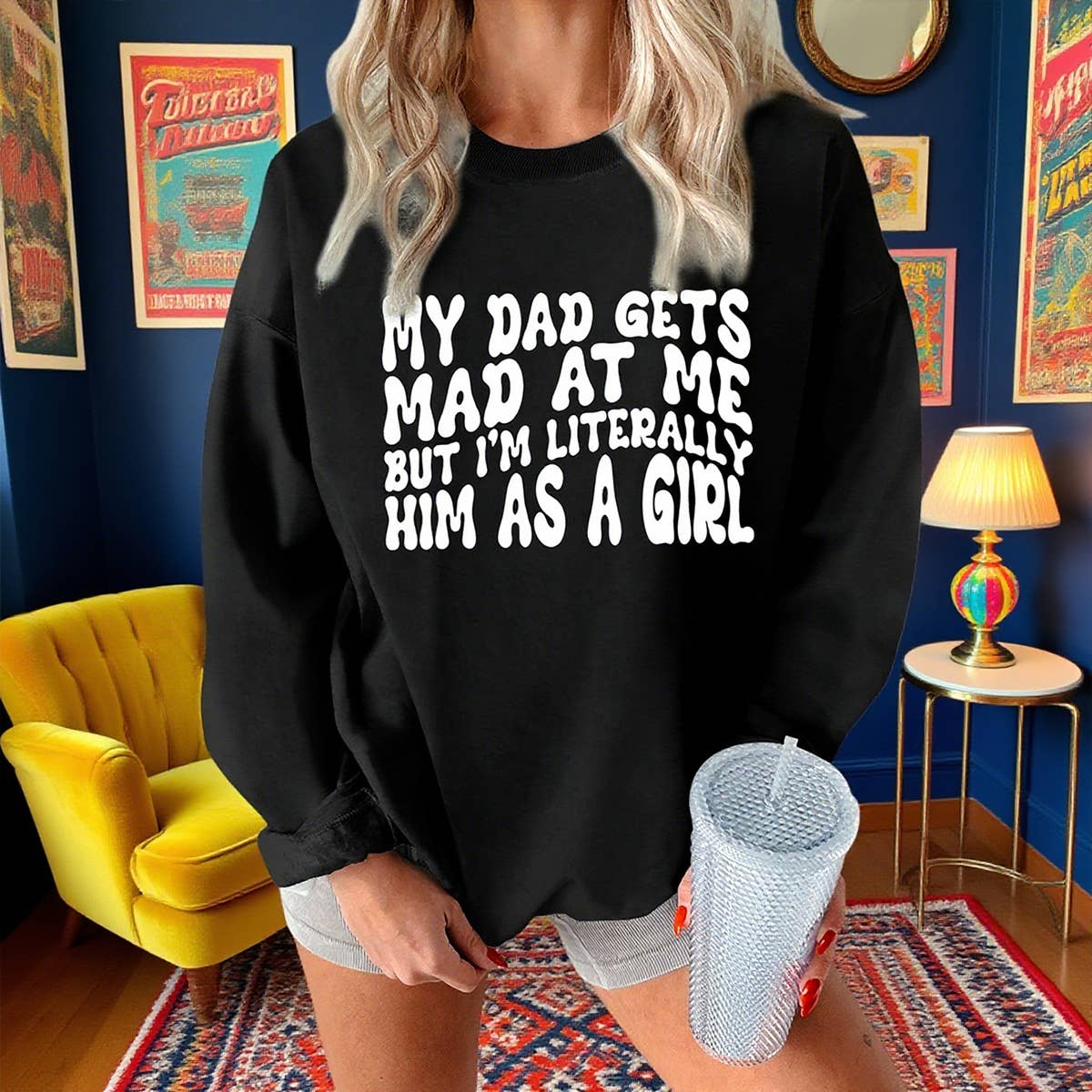 Fashionable letter printed thickened warm hoodie