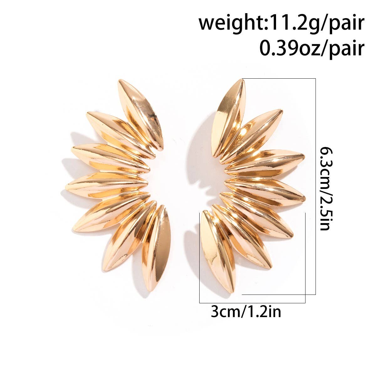 PUNK STYLE MINIMALIST FAN-SHAPED BURR EARRINGS_CWAJE1154
