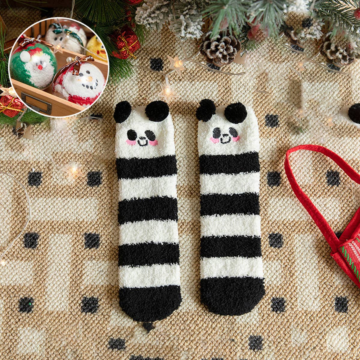 SANTA CLAUS FUZZY CHRISTMAS SOCKS GIFTS FOR WOMEN