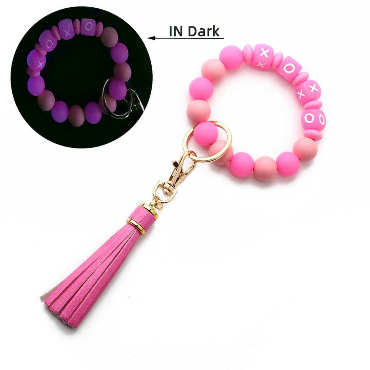 Glow-in-the-Dark Wristband with Tassel Keychain
