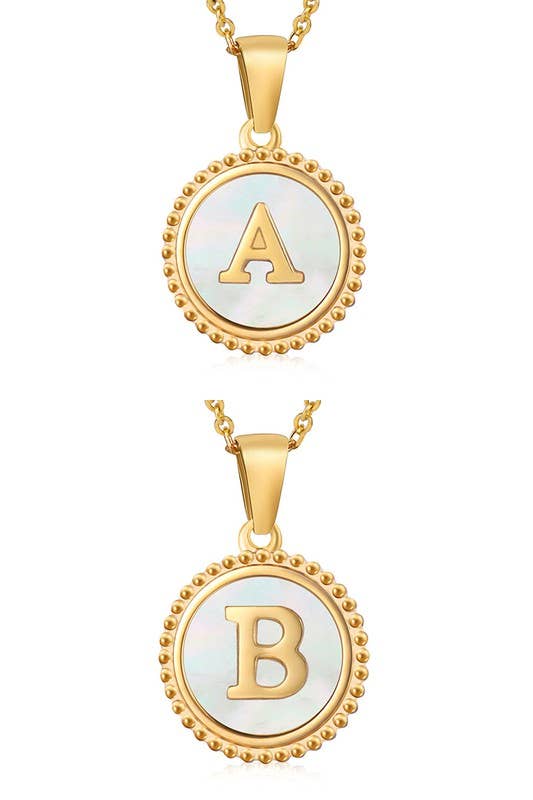 SIMPLE ROUND ALPHABET INITIALS PENDANT NECKLACE_CWAJE215