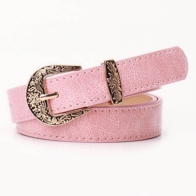 Fashionable versatile retro carved buckle belt