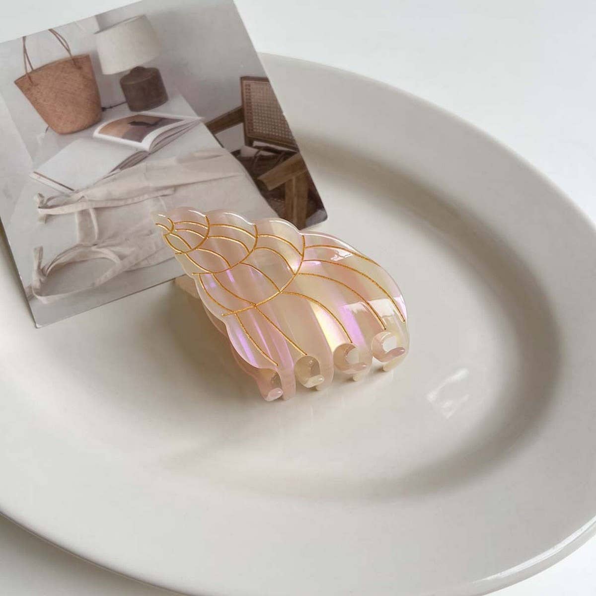 Sea Shell & Lobster Hair Claw, Ocean Animal Clip