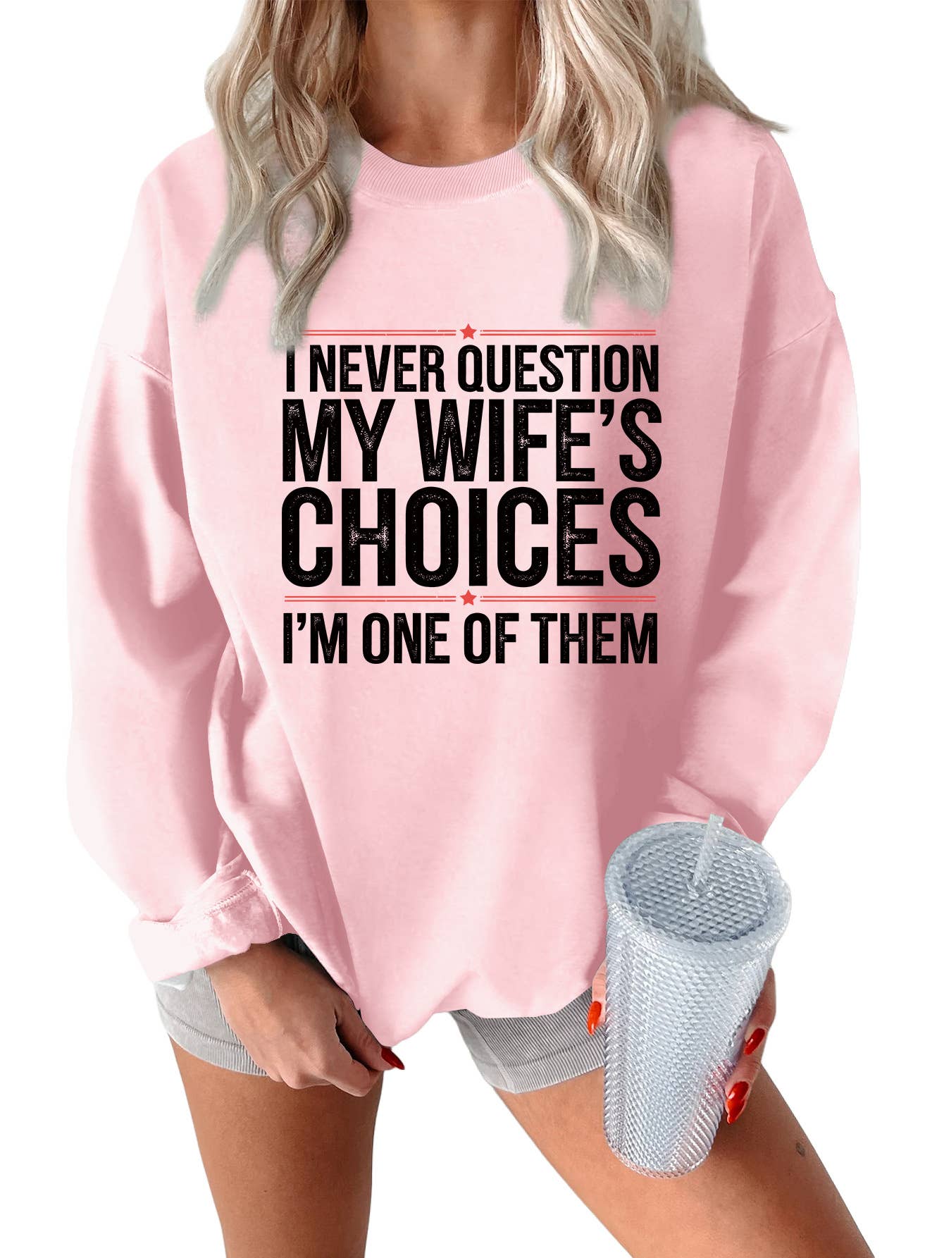 i never question printed thickened sweatshirt
