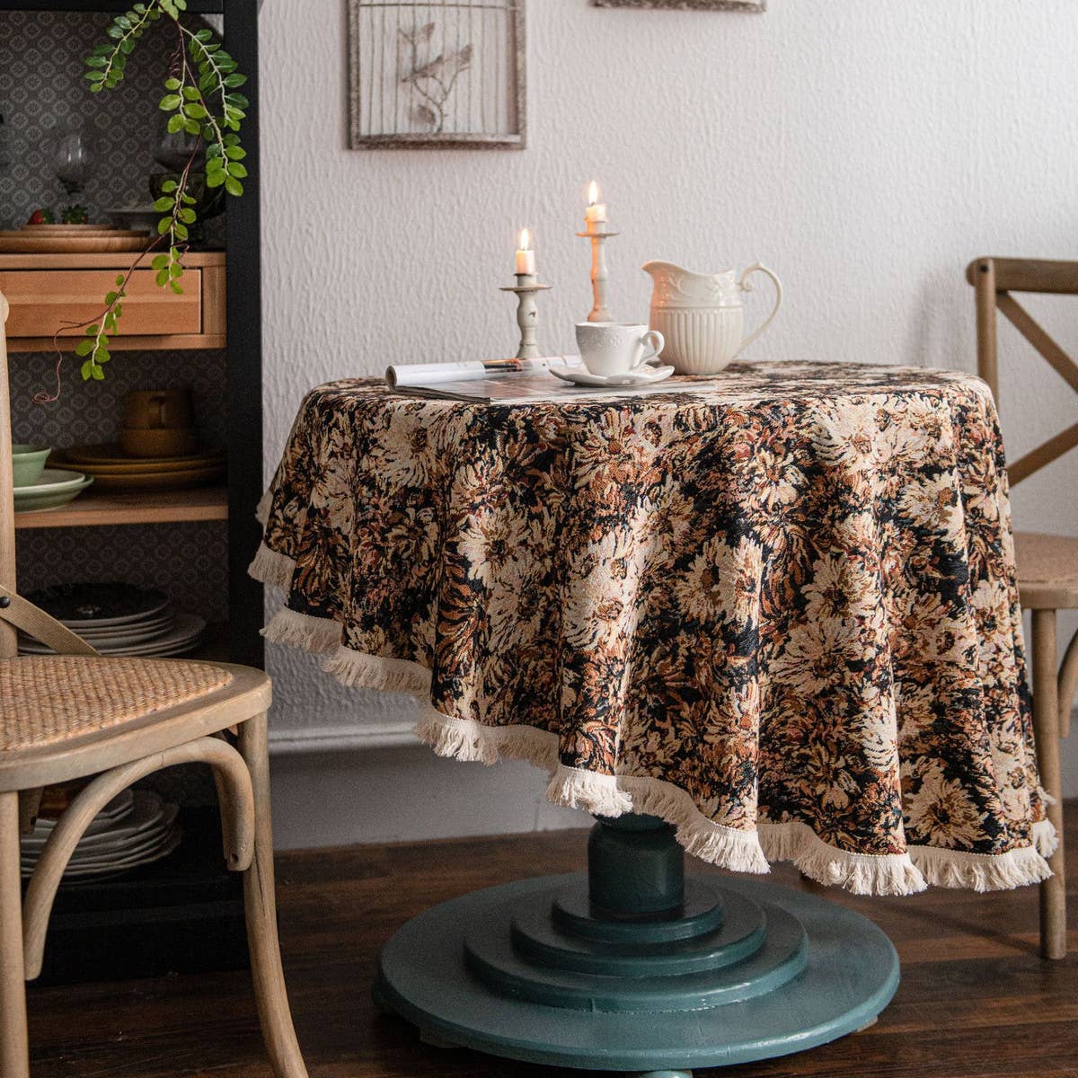 ROUND JACQUARD SUNFLOWER TABLECLOTH