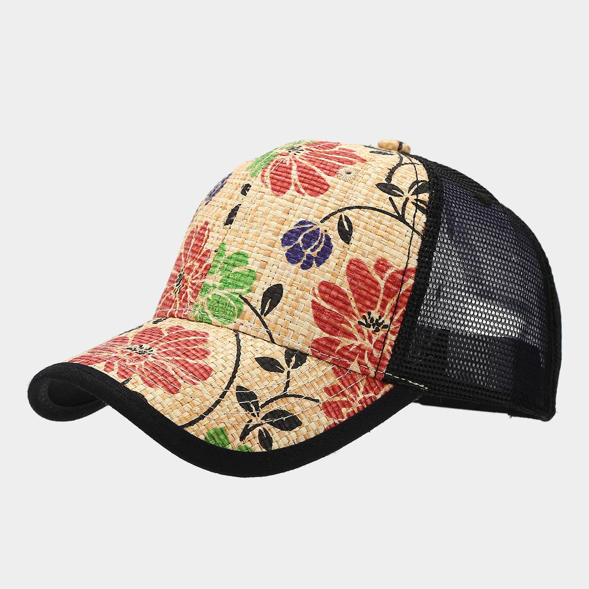 Stylish Floral Straw Cap, Unisex Summer Sun Hat CWAH1576