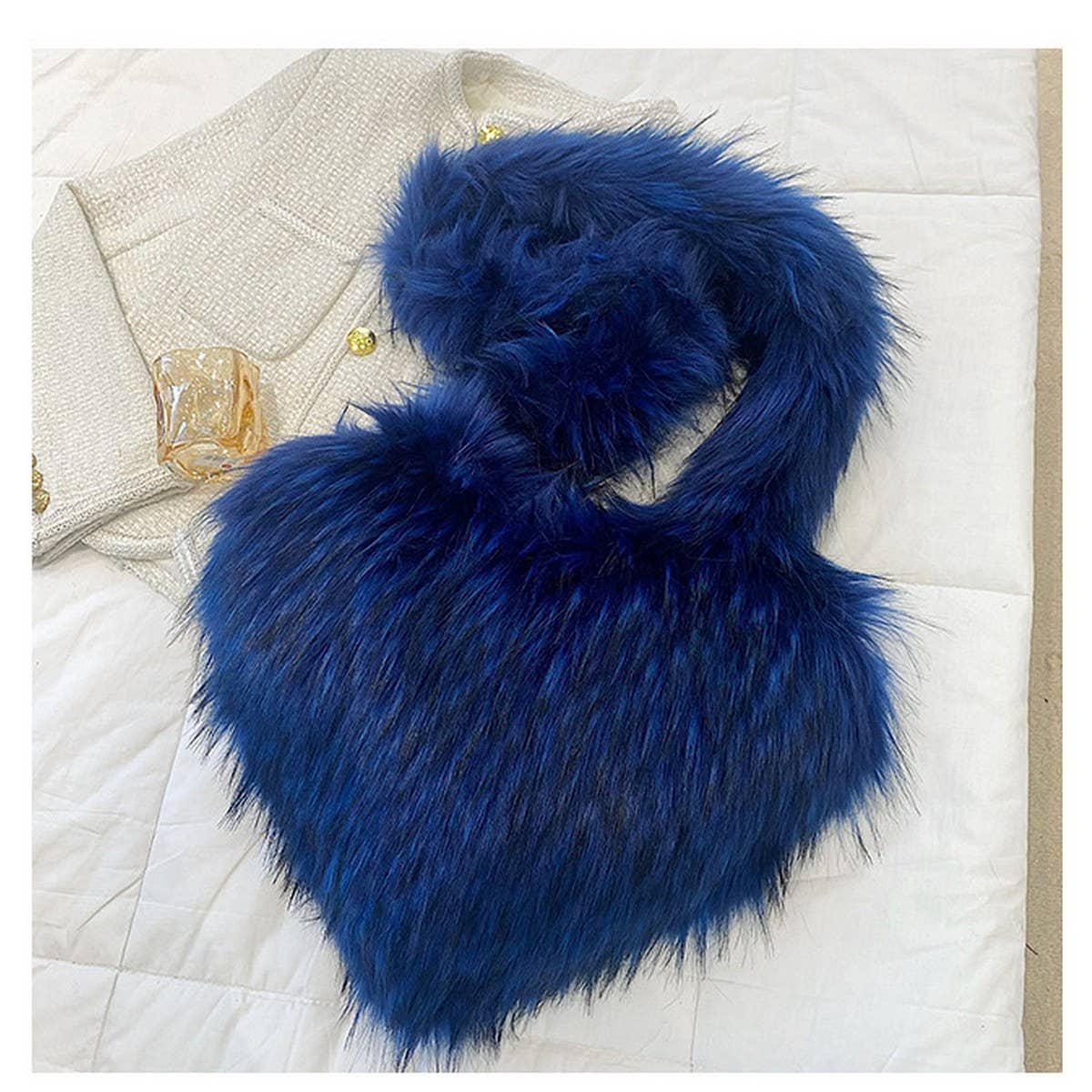 Fluffy Heart Shoulder Bag Women Plush Fur_CUAB00609