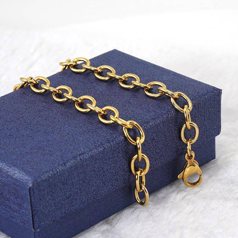 Stainless steel all-match 18K gold O-chain bracelet