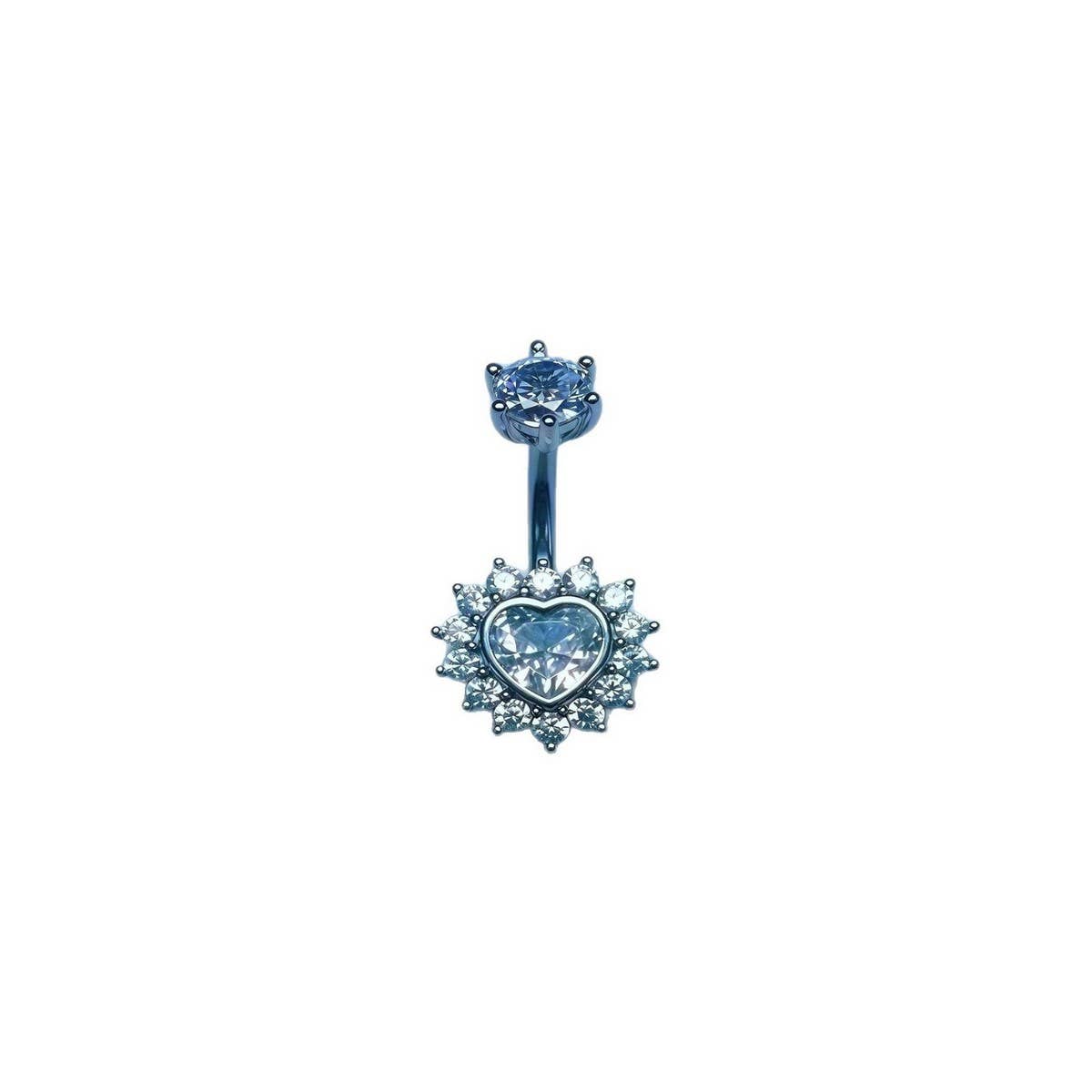 Sexy Hypoallergenic Heart Flower Zircon Belly Ring