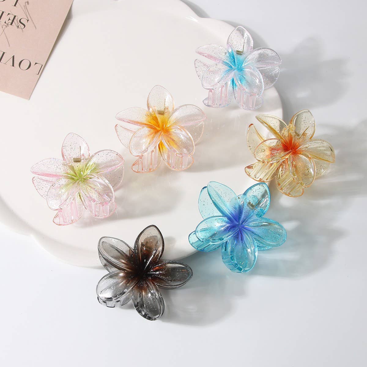 Holiday Large Glitter Egg Flower Hair Claw Clip