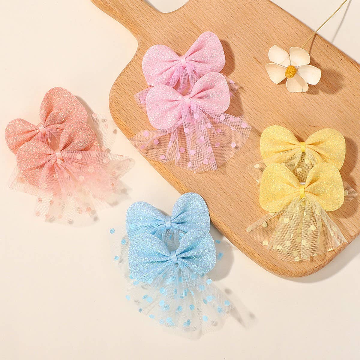 Stylish Double-Layer Mesh Bow Hair Clip for Kids_CWAHA6715