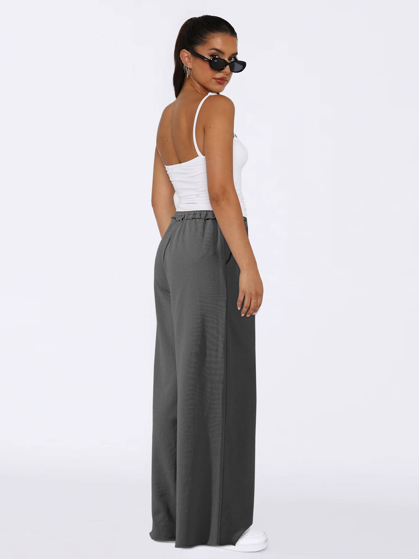 Loose casual lace-up straight-leg casual pants