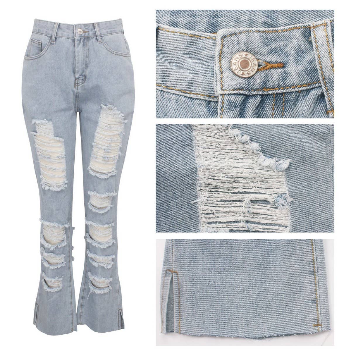 WOMENS HOLE TASSEL STRAIGHT DENIM PANTS_CWJP0085