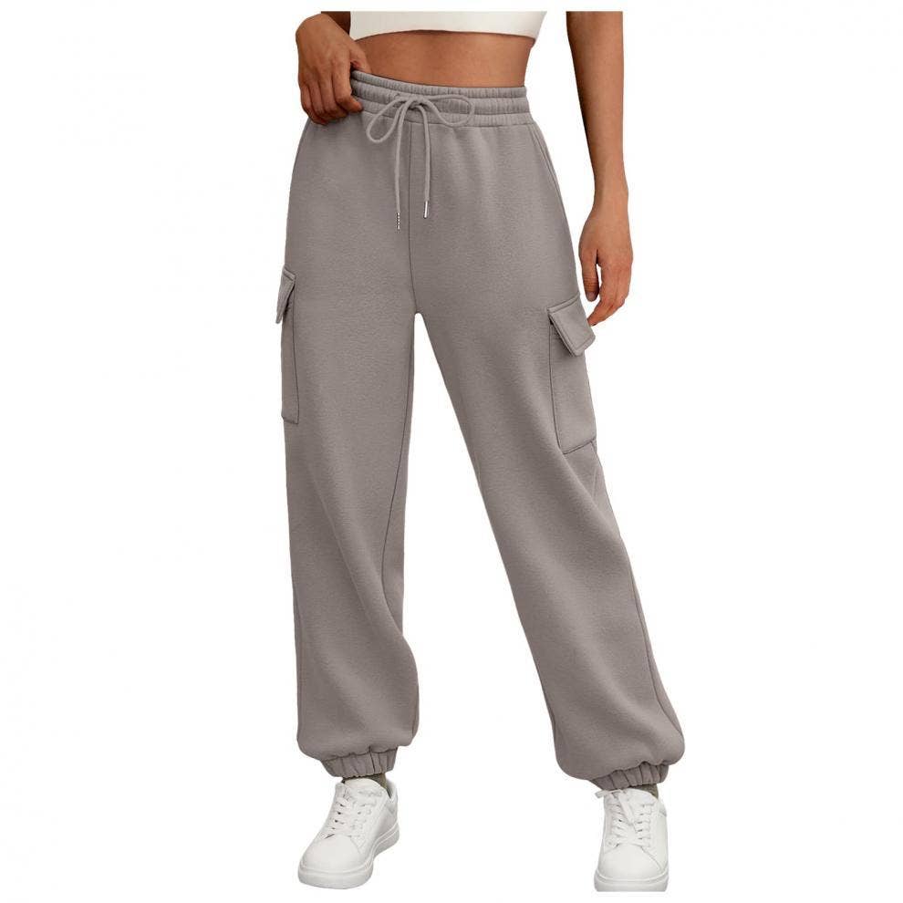 Solid-color straight-leg wide-leg sweatpants