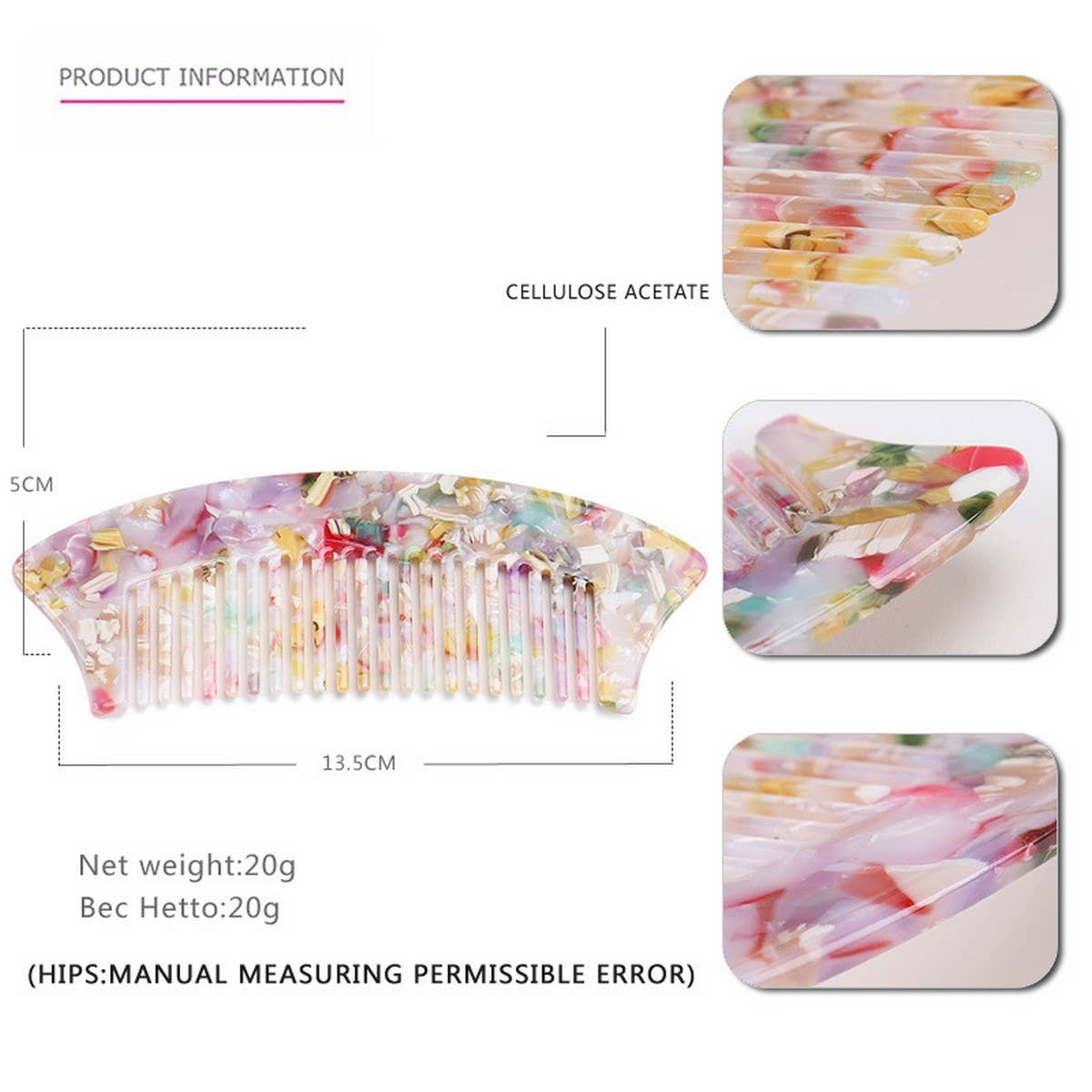 ACETATE SHEET SEMI-CIRCULAR 4MM ANTI-TANGLE COMB_CWAHA4183