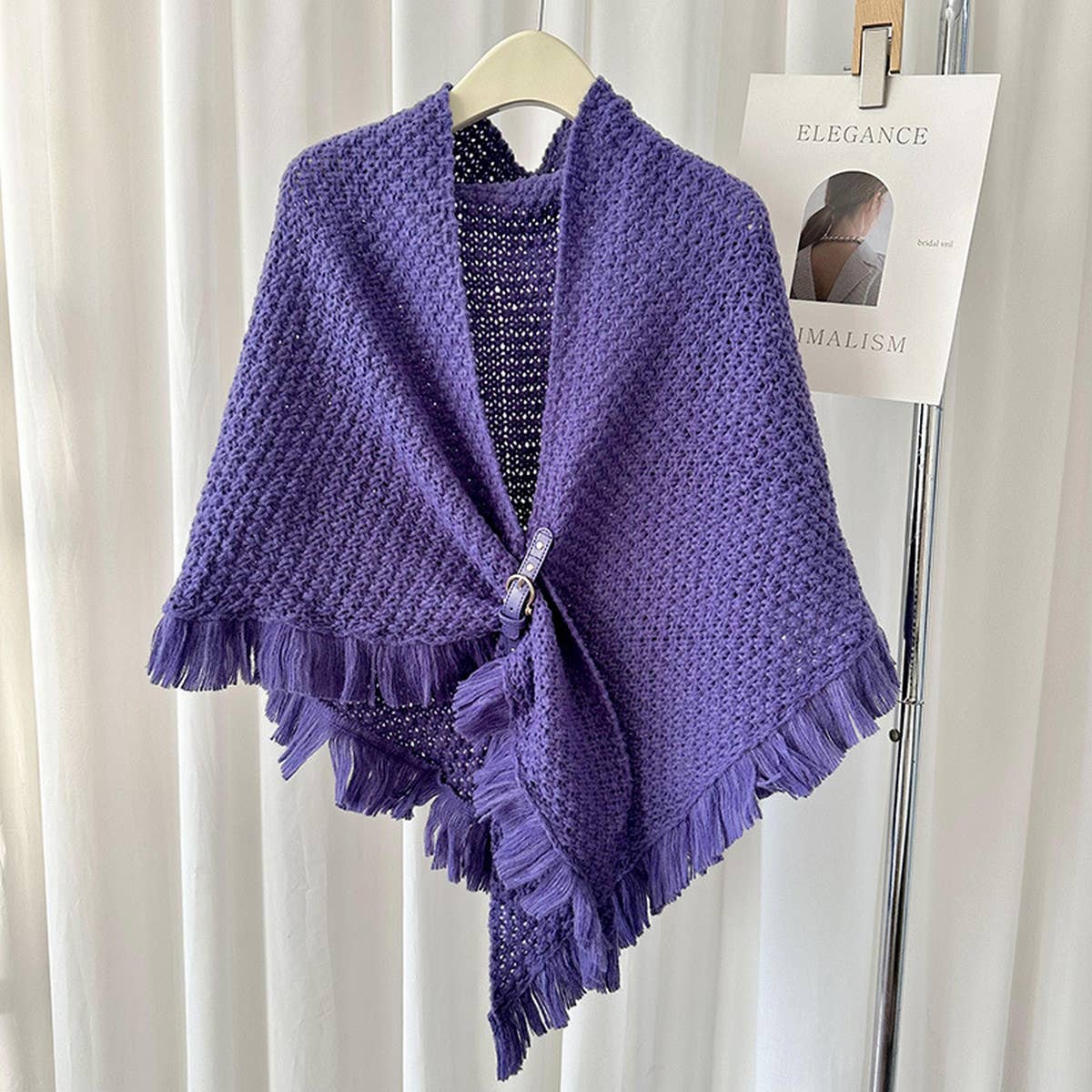 Winter Tassel Cape Scarf Shawl for Warm Layering
