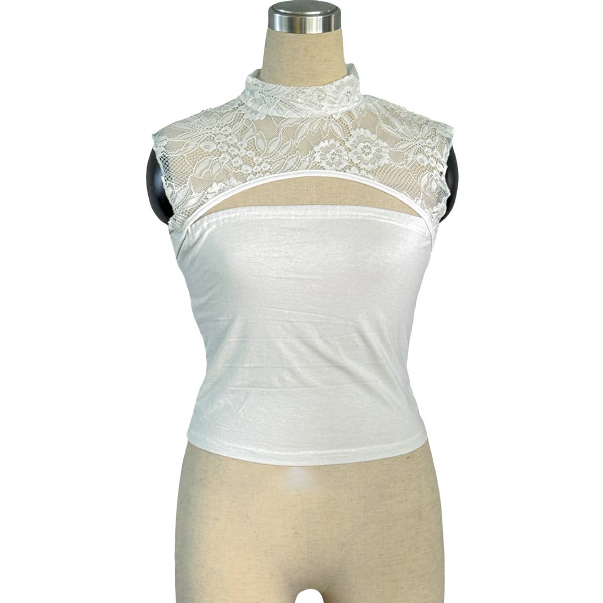 Sexy lace patchwork slimming cutout top