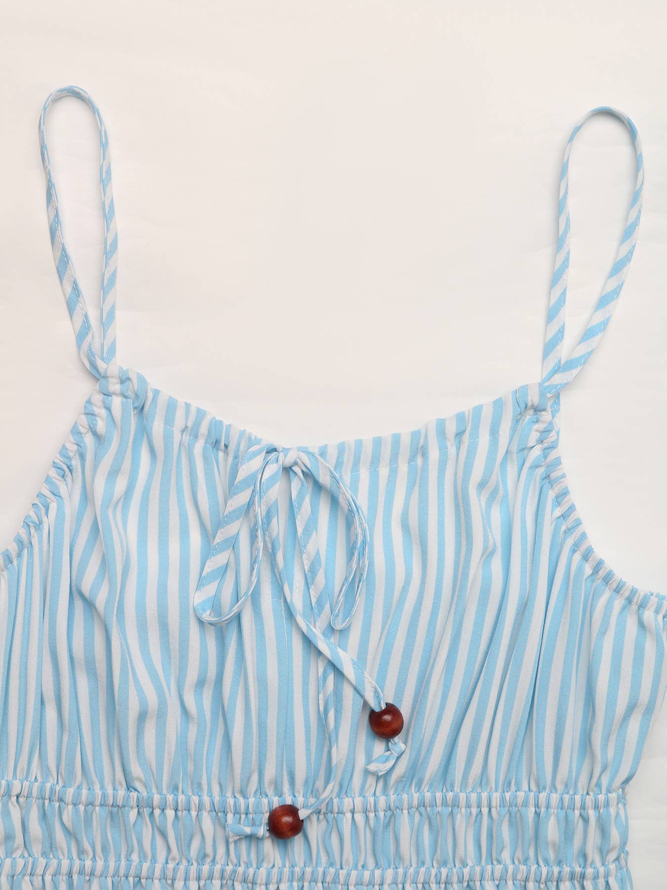 Square-neck lace-up sleeveless striped dress