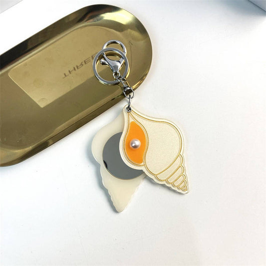 Creative Seashell Round Mirror Keychain Acrylic